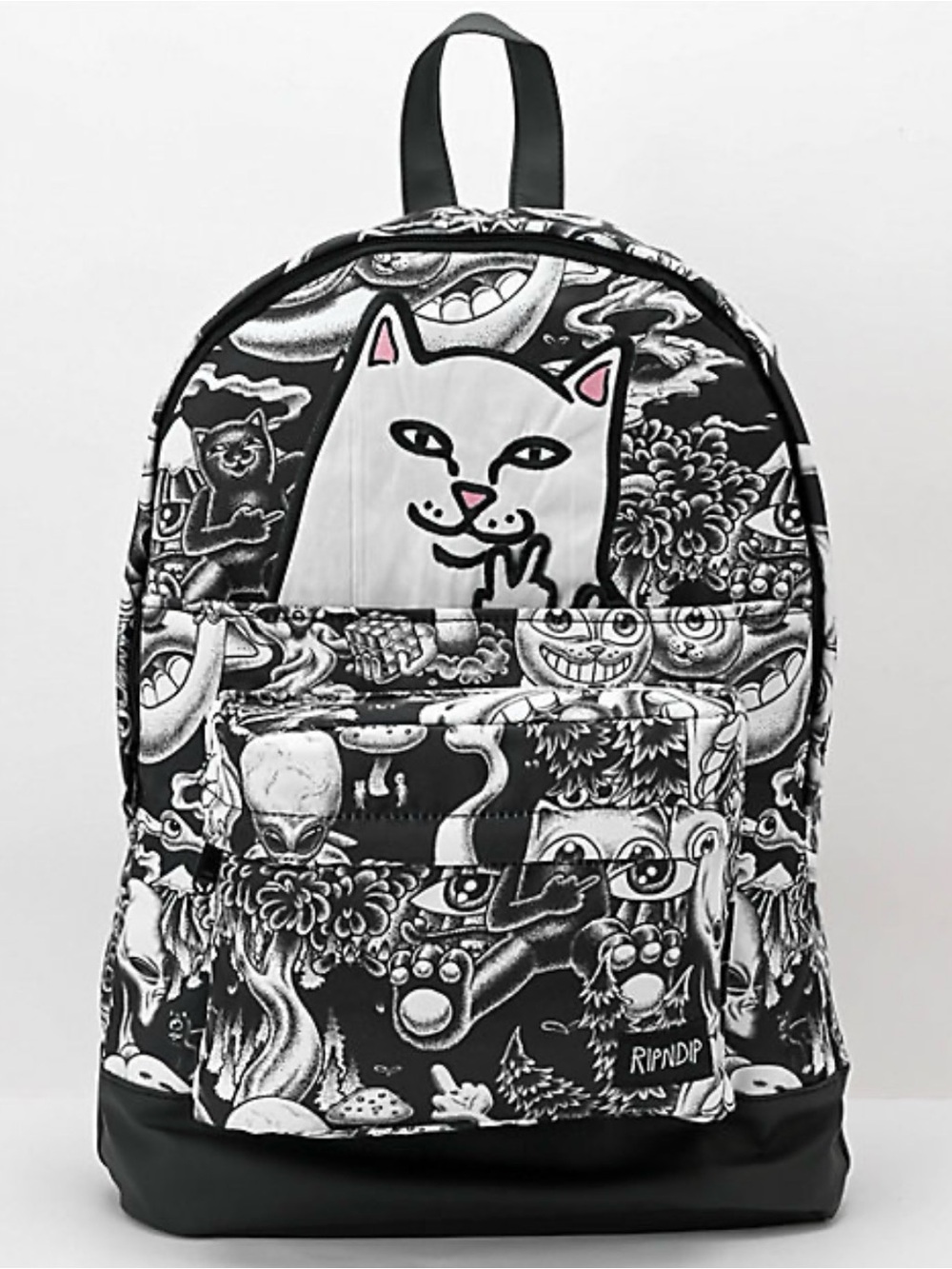 Ripndip Backpack Dark Twisted Fantasy Cat Peace Laptop Black White Rare EUC